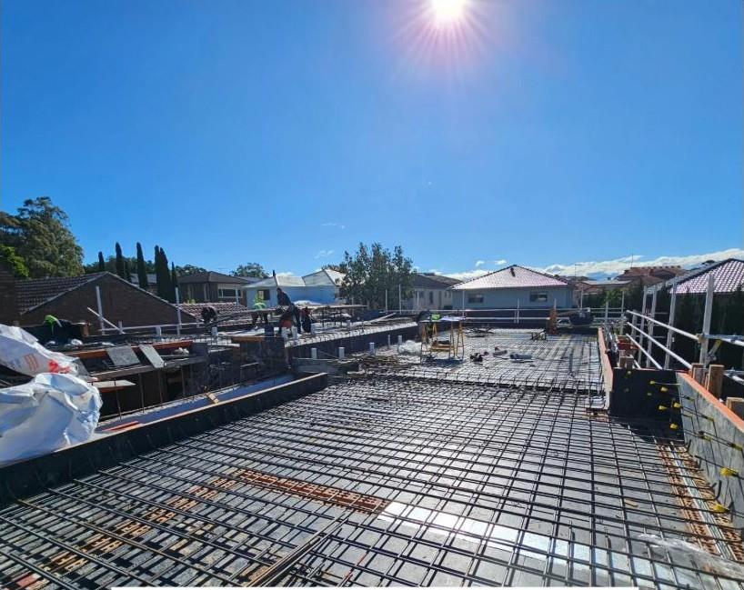 Suspended slab reinforcement, aerial view